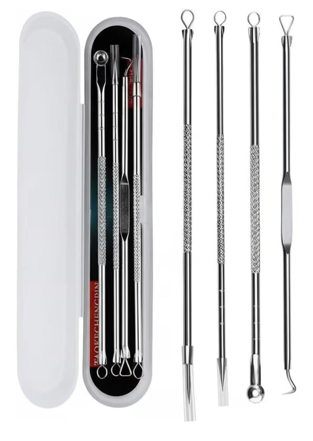 4pcs Set of Tools Spot Extractor Pore Cleansing Needle Hook Kit